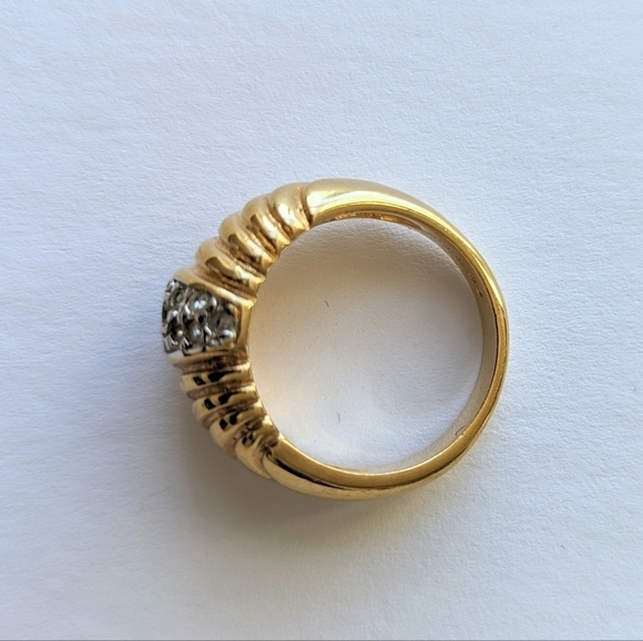 Nolan Miller Gold Dome Faux Pave Crusted Crystal Ridge Ring - sz 8 - Picture 5 of 8